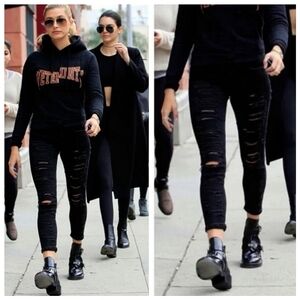 AGOLDE Sophie High Rise Skinny Jeans Moonstruck Black Distressed Size 31